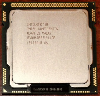 Intel Core i5-750 2.67GHz CPU Intel Confidential - sSpec Q3AN (Lynnfield) ES (Engineering Sample) BV80605001911AP, Socket LGA1156, Malay 2008